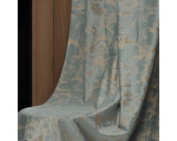 Gordijnen - Verduisterende Gordijnen - Fluweel Gordijnen - Met Gouden Print - Thermische Isolatie Gordijnen - 2 stuks Kant en Klare Gordijnen - Zilvergrijs - B 132 x H 183cm