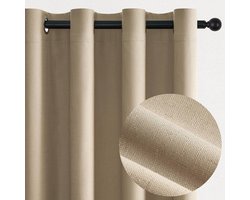 Gordijnen - Verduisteringsgordijn - Linnen Gordijnen - met Ringen - Moderne Stijl Gordijnen - voor Woonkamer - Slaapkamer - Perfect Geschikt voor Alle seizoenen- 140x240cm (2 Panelen) - Linnen