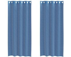 Gordijnen voile met doorvoertules 2 st | Raamgordijn koningsblauw