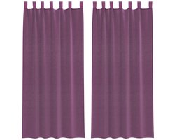 Gordijnen voile met lussen 2 st | Raamgordijn 140x225 cm paars