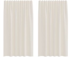 Gordijnen voile met roedezakken 2 st | Raamgordijn crèmekleurig