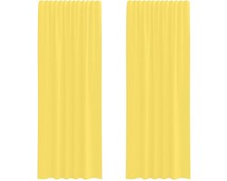 Gordijnen voile met roedezakken 2 st | Raamgordijn geel