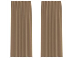 Gordijnen voile met roedezakken 2 st | Raamgordijn lichtbruin