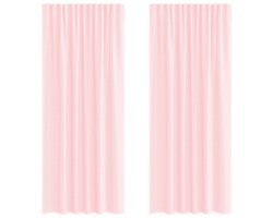Gordijnen voile met roedezakken 2 st | Raamgordijn lichtroze