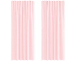 Gordijnen voile met roedezakken 2 st | Raamgordijn lichtroze