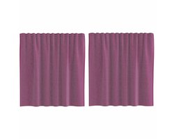 Gordijnen voile met roedezakken 2 st | Raamgordijn paars
