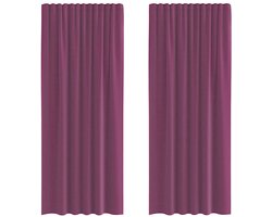 Gordijnen voile met roedezakken 2 st | Raamgordijn paars