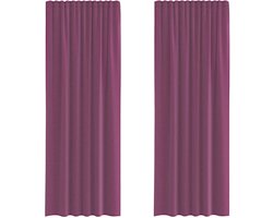 Gordijnen voile met roedezakken 2 st | Raamgordijn paars