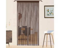Gordijnen Voor Raam String Vliegen Deuren Decoraties Kamerverdelers Deuropeningen Panel Slaapkamer Woonkamer Kast Gordijnen (Koffie 90x200cm)