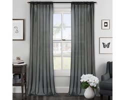 Gordijnen voor Woonkamer met Linnen Uiterlijk, 225 cm Lang, 140 cm Breed, Set van 2, Modern en Elegant