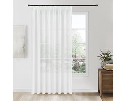 Gordijnen wit plooiband woonkamer voor railsysteem gordijnen halftransparant voile gordijn licht gordijn 200 x 240 cm