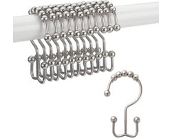 Gordijnhaken - 12 universele cliphaken - transparante geplooide haken voor gordijnringen - gordijnhaken - gordijnhaken - geschikt voor gordijnroedes en gordijnroedes (roestvrij staal) gordijnhaken