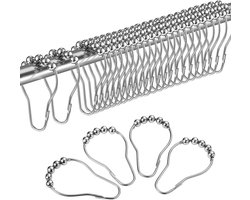 Gordijnhaken - 24 universele cliphaken - transparante geplooide haken voor gordijnringen - gordijnhaken - gordijnhaken - geschikt voor gordijnroedes en gordijnroedes (roestvrij staal) gordijnhaken