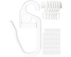 Gordijnhaken voor Ringen 60 Stuks | Ø 4 mm Oog | Transparant | Geschikt voor 3-4 mm Ringen | Vouwhaken voor Gordijnroedes