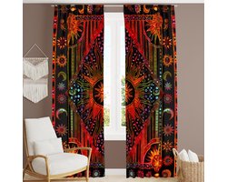 Gordijnpanelen - Raambekleding - Woondecoratie - Handgemaakt katoen - 96 x 210 cm - Goud Tie-dye