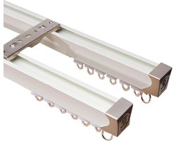 Gordijnrail Dubbel - Romeinse roede - Stille raambekleding - Aluminiumlegering - 99 cm - Wit