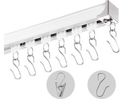 Gordijnrailset voor Plafond, 11.8 Ft/3.6 Meter, Schuifsysteem voor Gordijnen, Haken En Beslag, Wit, voor Woonkamer En Slaapkamer