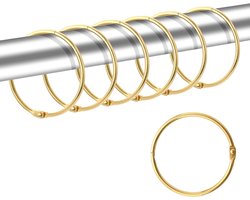 Gordijnringen, gordijnringen om te openen, douchegordijnringen 50 mm, metalen clips voor gordijnroedes, gordijnen en douchegordijnen met kliksluiting (goud)