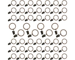 Gordijnringen met clips - 50 stuks, roestvrij metaal, 25 mm diameter, rood brons