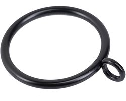 Gordijnringen met Oogjes voor Gordijnroedes - 3,5 cm Binnendiameter - Zwarte Metalen Ophangringen (24 stuks)
