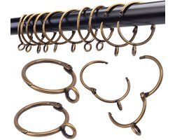 Gordijnringen met ring, 24 stuks, gordijnringen 5,1 cm binnendiameter, scharnierende klikverbinding, geschikt voor gordijnroedes tot 4,6 cm, brons TXZWJZ