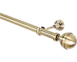 Gordijnroede, goud, 400 cm lang, 1 loops, gordijnroedes van metaal, antiek-goud, gordijnroedes, diameter 25 mm, wandbevestiging
