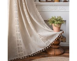 Gordijnroede met hol geweven structuur - Beige 150*300cm