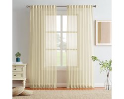 Gordijnroede met plooiband transparante gordijnen voor woonkamer set van 2, 245x140cm