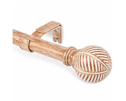 Gordijnroede Uitschuifbaar 76-305 cm – Houtlook – Ø25 mm – 15 kg Draagvermogen – Wand & Plafondmontage – Woonkamer & Slaapkamer & Terras – Lichtbruin