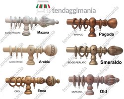 Gordijnroede van Echt Italiaans Hout met Ringen en Antieke Afwerking, 35 mm Doorsnede