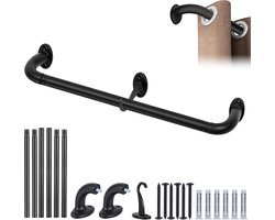 Gordijnroede - Verstelbare Gordijnstang en Raamdecoratie Roede 122-213 cm, Schroefmontage voor Verduisteringsgordijnen - Zwart