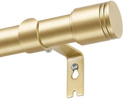 Gordijnroede voor Gordijnen met Oogjes 80 tot 365 cm, Gouden Metalen Gordijnroede met Cilindrische Uiteinden, 25 mm Moderne Gordijnroedes voor Ramen