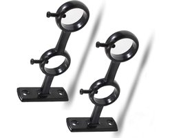 Gordijnroedebeugel - 2 Stuks - 13.8*6.5*2.5cm - Zwart - Aluminiumlegering - Plafondbeugel voor gordijnroede - Kasthouders - Gordijnroede beugel - Gordijnroedehouder - Geschikt voor het ophangen van gordijnroedes van 28 mm