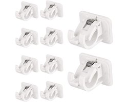 Gordijnroedehaken - 10 Stuks - Gordijnroedehouder - zonder boren - Ophanghaken/ophanghaakjes - gordijnrails/gordijnroede ophangen - transparant - badkamer - Voor Gordijn of Kast - verbeterde gordijnroedebeugels - transparant