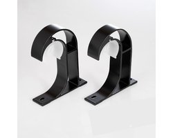 Gordijnroedehouder - 2 stuks - Gordijnstangbeugels - Gordijnroede Ophangen - Aluminium - Decoratieve Staaf Haken - Plafondbeugels - Bevestigingen voor Gordijnroedes - Gordijnroede Haken - 93*76mm - Zwart