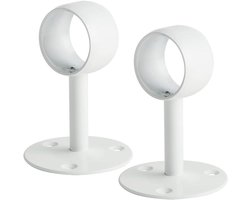 Gordijnroedehouder - Plafondhouder - Wit - Schroeven - Bevestiging - Gordijnroedes - Plafonds - Muren - 2 stuks - 38 mm diameter - Geschikt voor alle standaard gordijnroedes