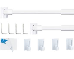 Gordijnroeden Set - Vitrage Roeden - Raamdecoratie Ophangen - Uitschuifbaar Zonder Boren - 60-105 cm - Wit