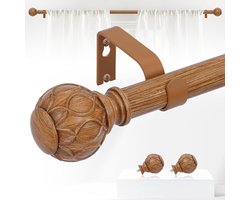 Gordijnroedes Ramen - Gordijnstangen Venster - Raambekleding Ophangen - Gestructureerde Eindstukken - 183-366 cm - Houtbruin