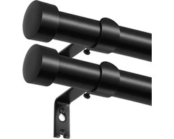 Gordijnroedes - Uitschuifbare Roedes - Vensters Aankleden - Inclusief Eindkappen - 80-304 cm (2 stuks) - Zwart