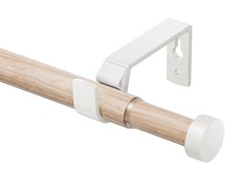 gordijnroedes voor oogjesgordijnen, 70-350 cm, 19 mm diameter uitschuifbare gordijnroede met witte eindkappen