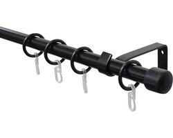 Gordijnroedeset 1 roede complete set incl. montagemateriaal lengte: 130-240 cm metaal/kunststof zwart