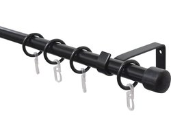 Gordijnroedeset 130-240 cm – Complete Set met Steunen, Ringen en Haken in Zwart