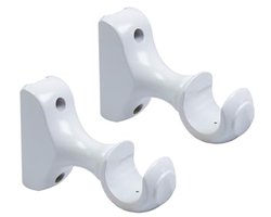 Gordijnstaaf Beugel Wit - 2 Stuks Houten Gordijn Beugels