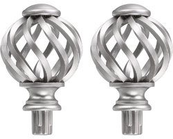 Gordijnstang-eindstukpen, 2 stuks, kunststof gordijnrail-staafkap geschikt voor diameter 20 mm, 19 mm (3/4 inch) gordijnroedes (zilver) met zoekwoorden: raamdecoratie, interieuraccessoires.