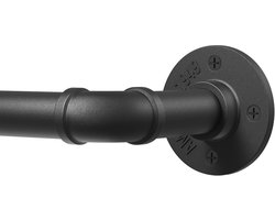 Gordijnstangen voor Inslagringen 80-367 cm - Industriële Gordijnroede met Plafondmontage - Uittrekbare Gordijnroedes voor Terras en Glazen Schuifdeur - Zwart