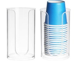 GORGECRAFT 2 Pack Badkamer Cup Dispenser 3oz Acryl Kleine Papier Mondwater Cups Houder Lade Organizer Opslag voor Badkamer Wastafel Tafel Vanity Werkbladen Keuken Eetkamer Helder 6,9x16,7cm