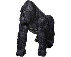 Gorilla Beeld - Apen Beeld - Woonkamer Decoratie - Polyresin Materiaal - 37 cm - Grijs