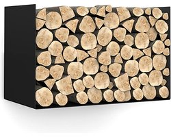 Gorillz Clark - Wandrek - Industrieel Wandrek van Metaal - Brandhout - Archiefkast - Zwart