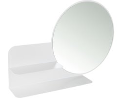 Gorillz Clever Wandspiegel met Plankje - spiegel rond - 85 x 56 cm - Wit