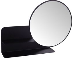 Gorillz Clever Wandspiegel met Plankje - spiegel rond - 85 x 56 cm - Zwart